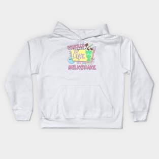 Powered By Love Milkshake Retro 80s 90s Who Loves Milkshakes Kids Hoodie